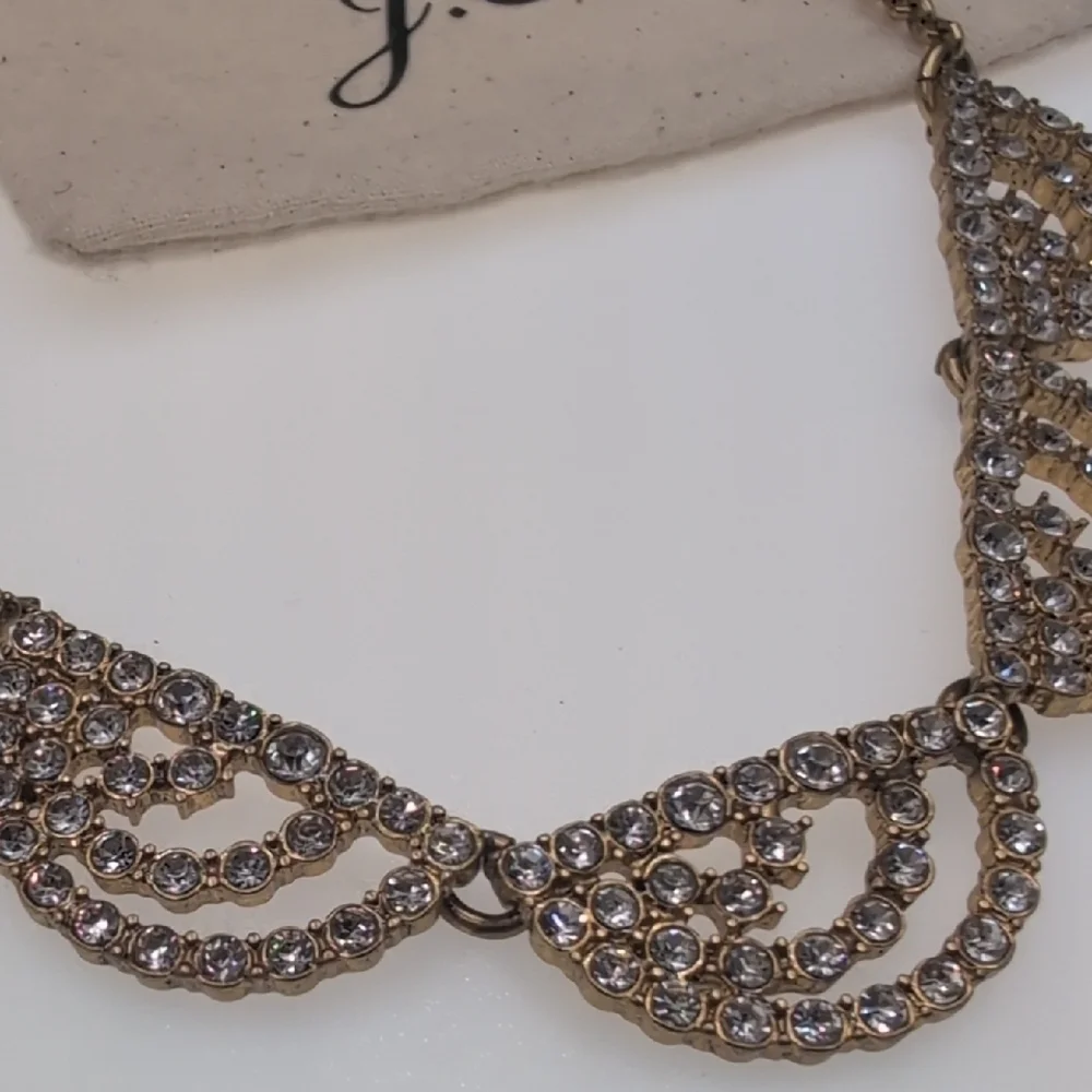 J. Crew Crystal Scallop Fan Bib Statement Necklace - Excellent
